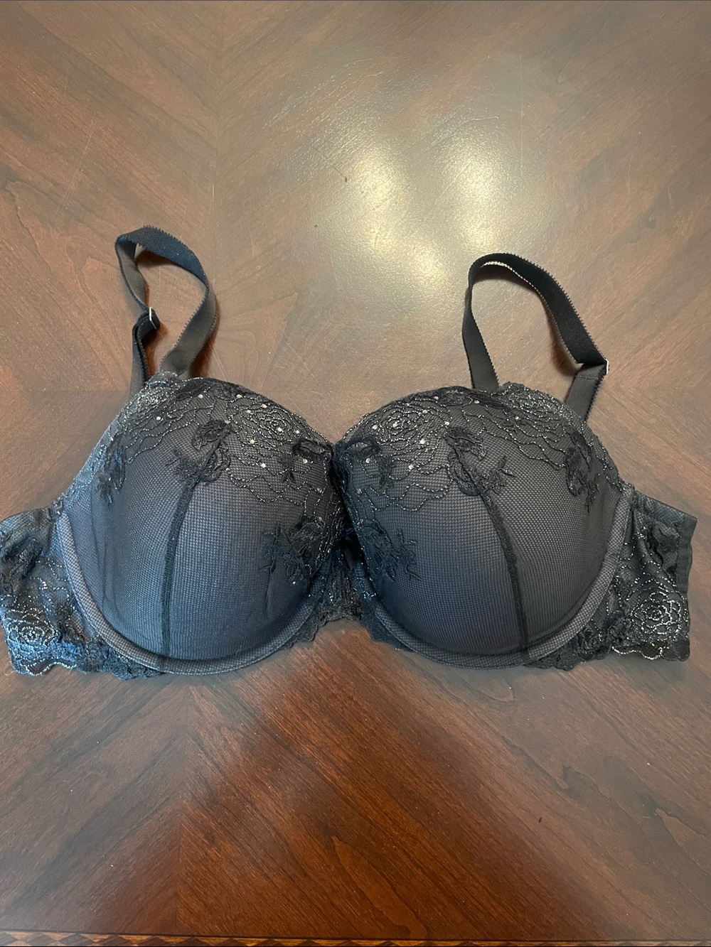 Victoria’s Secret Black Lace Dream Angels Lined Demi Bra Size 38D